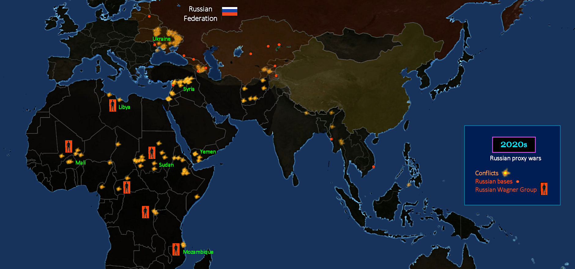 Russian proxy wars, 2020s map